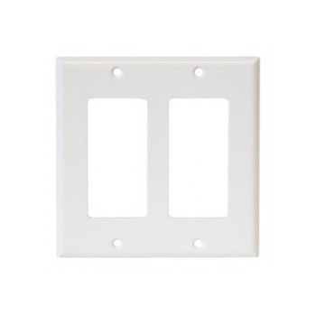 Global Tone Decorative Double Gang Wall Plate - White
