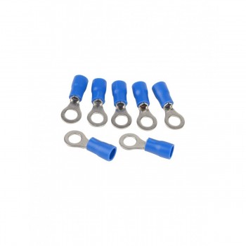 Global Tone Ring Terminals No.6 16-14, Vinyl, Insulated, Blue, RVS2-3.5, Bag of 25pcs