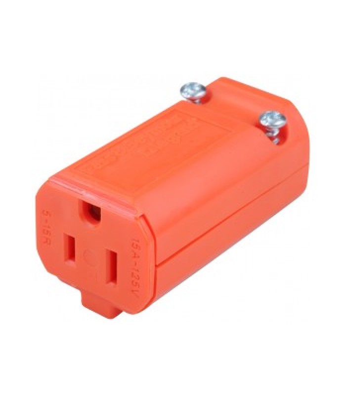 Global Tone Socket for Power Cord nema 5-15R 125vac 15A 16-14awg SJT , Orange