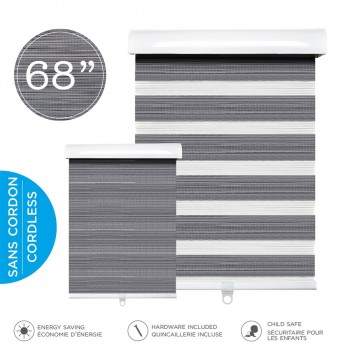 Hauz Cordless Shades 68 x 84 in. Wood grain Grey