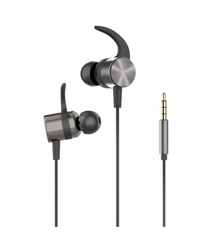 HP Écouteurs Stéréo intra-auriculaire sportif avec contrôle du volume et micro, Gris (DHH-3114-GRAY)