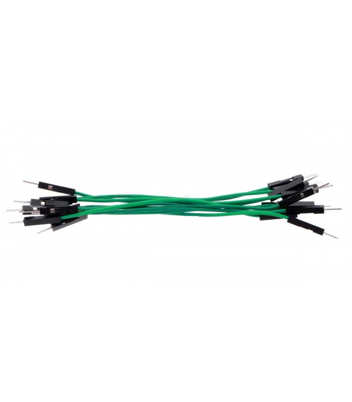 20cm Dupont Cable 1p connector Wire Jumper Cord Male To Male Green For Arduino - Pack of 10