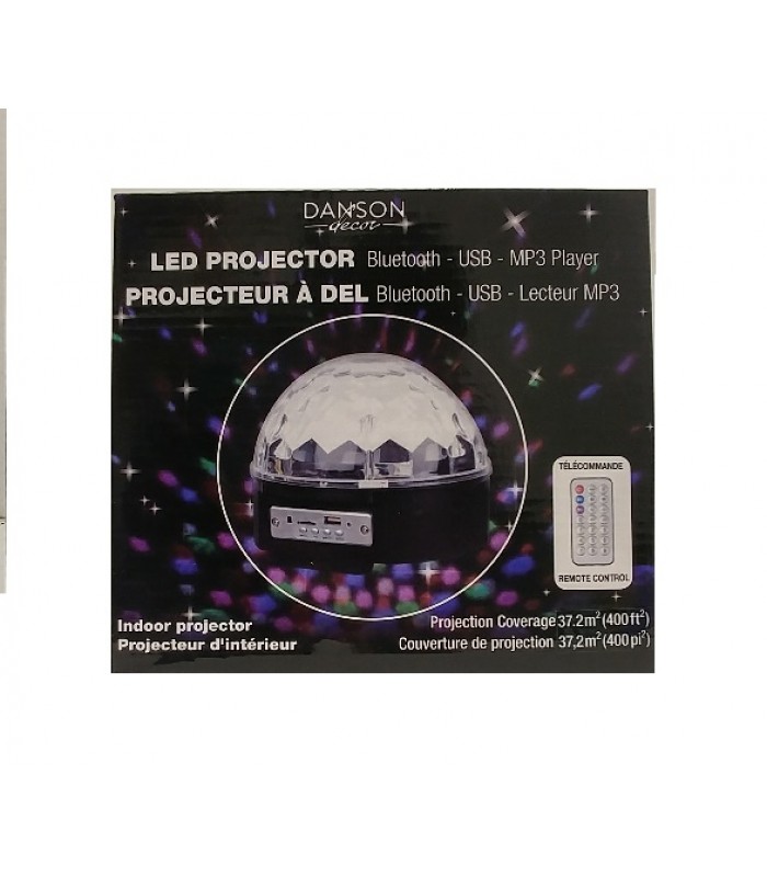 Projecteur à DEL d'intérieur Bluetooth, USB et Lecteur MP3