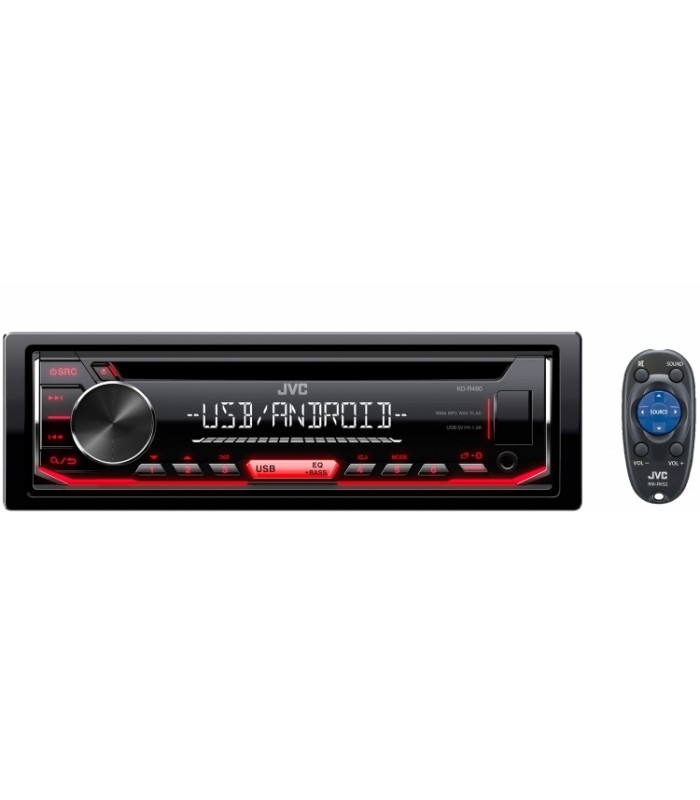 JVC Detachable Face USB/CD Receiver with Front AUX and Wireless Remote Control KD-R490