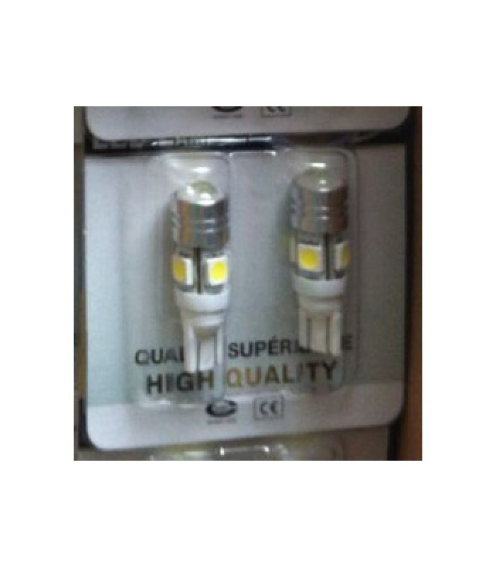 Global Tone LED 5 LEDS T10-T8.5*1+4* 5050SMD - Pack of 2 - White