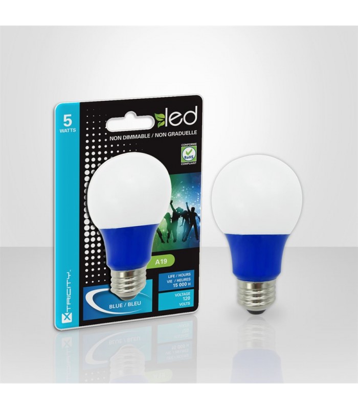 Ampoule DEL A19 5 Watt - Bleu