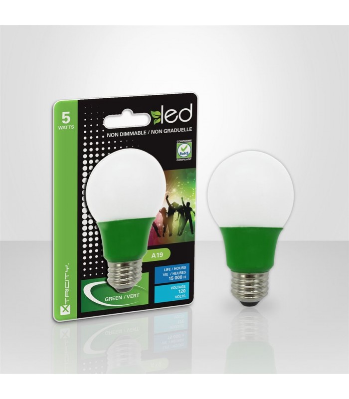 Ampoule DEL A19 5 Watt - Vert