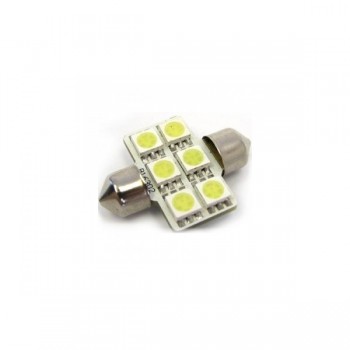 Global Tone Ampoule Dome Festoon 6-DEL 31mm SMD Blanc 12V - Paquet de 2