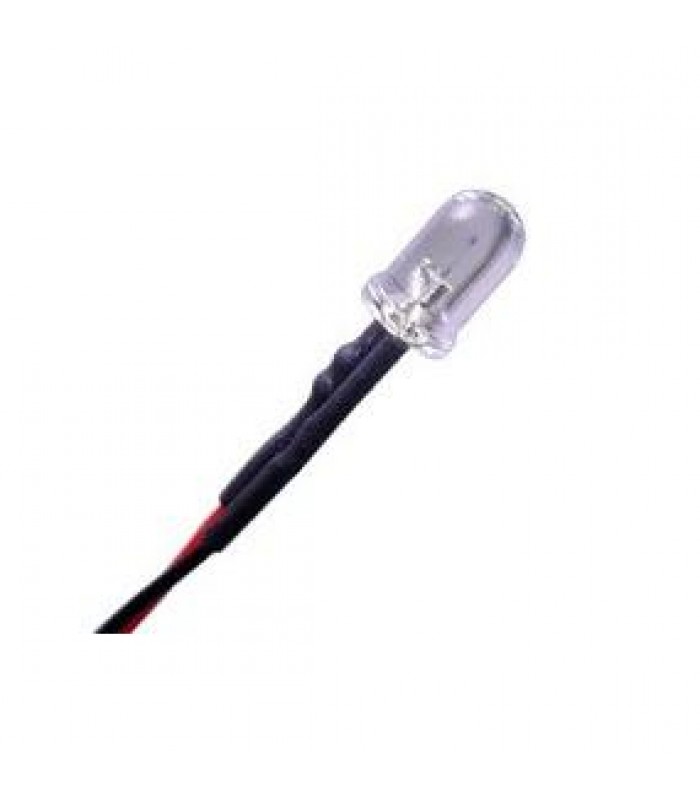 Lampe LED 5mm Rouge Clignotante 12V CC avec fil de 18cm