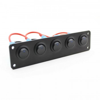 5 Gang Blue LED Rocker Switch Panel