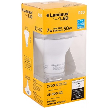 Ampoule DEL R20 7 Watt Blanc Chaude  à intensité réglable de Luminus LED