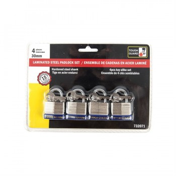 Tough Guard Padlock Laminated 30mm Key Alike - Pack of 4