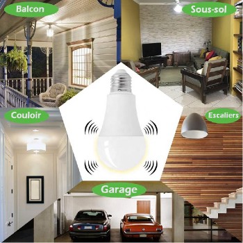 Ason Decor Ampoule DEL A19 avec détecteur de mouvement - 120 V - 8 W - E26 - 3500 K