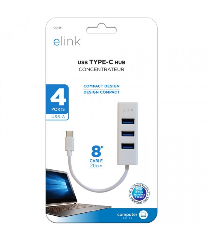 eLink Concentrateur USB 3.1 Type-C vers 4 ports USB-A