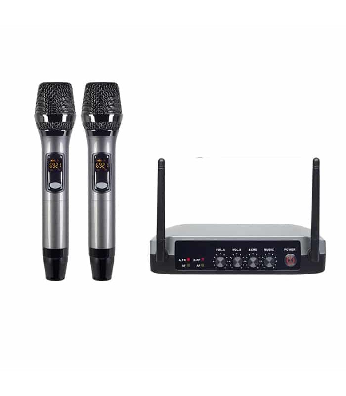 Music8 Set of 2 Wireless Microphones with Receiver - Bluetooth