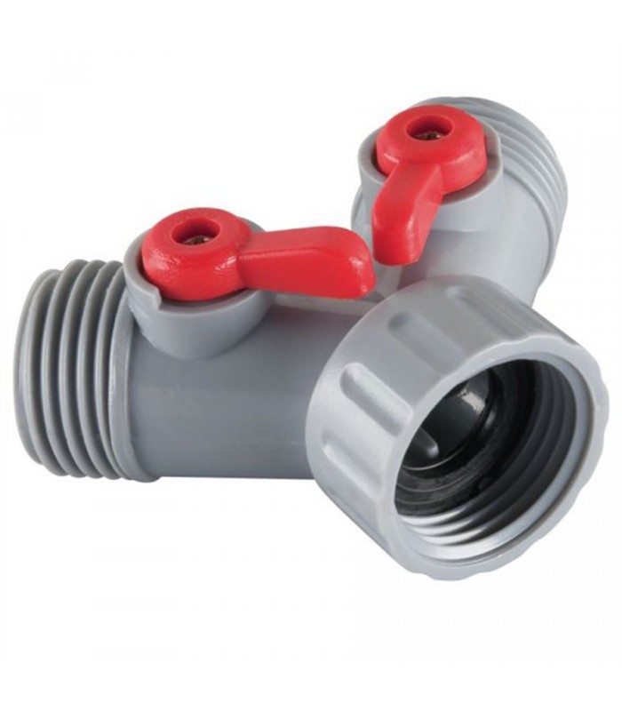 Rain Wave 2-Way Hose Connector with Shut-off Valves Plastic