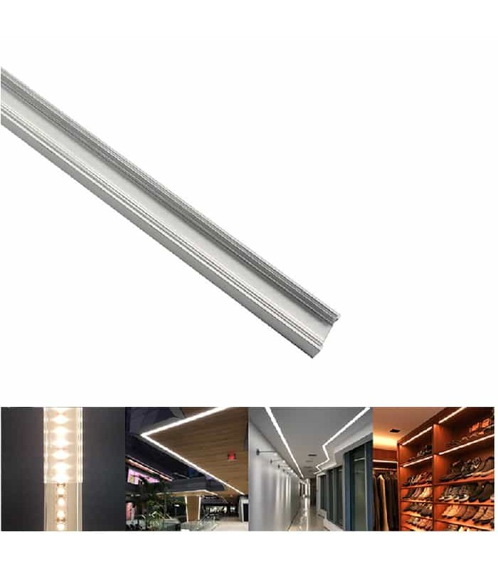 Slim Aluminum Rail for LED Strip Light - Clear Cover - 15 mm X 1 m