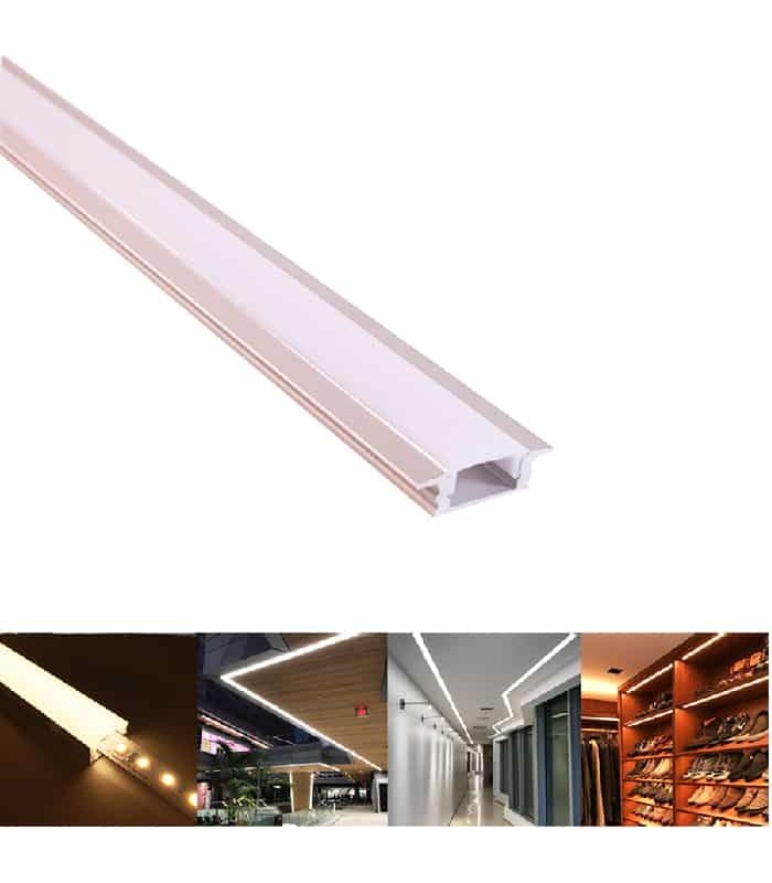 Slim Aluminum Rail for LED Strip Light - Frosted Cover - 24 mm X 1 m