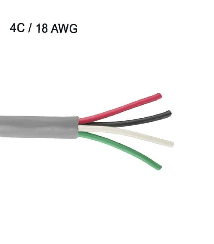 Stranded Wire Cable - 4C/18 AWG - FT4 - Grey - Sold by Meter