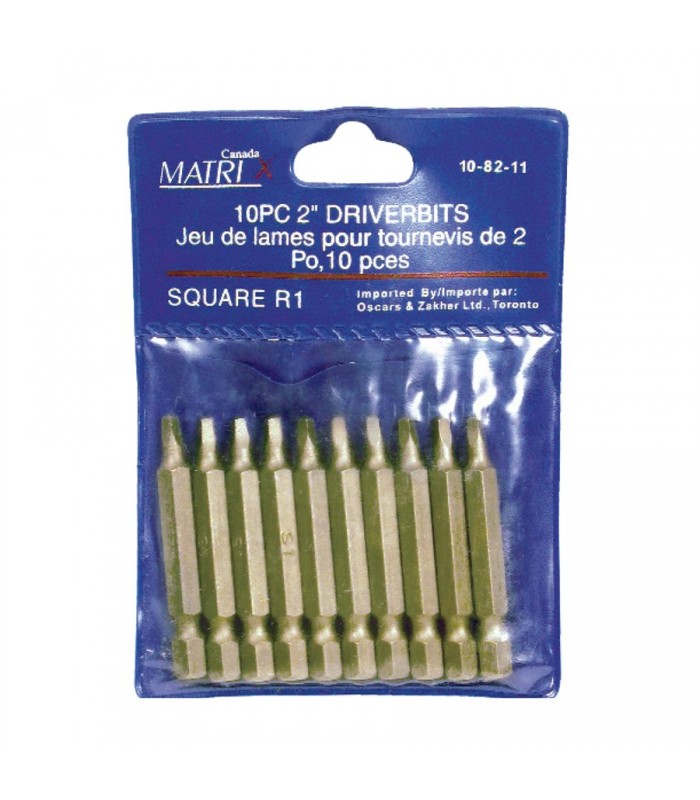 Embout de tournevis Carré N° 1 - 2 po. 10 / pk de Matrix Canada