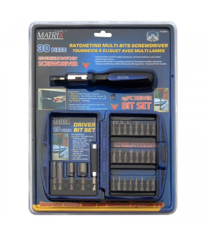 Matrix Canada Ratchet Bits Screwdriver 30pc Set