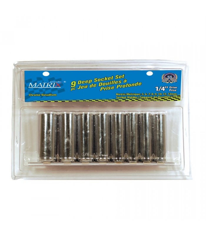 Matrix Socket Set 9pc 1/4 in Dr. (Deep) Metric