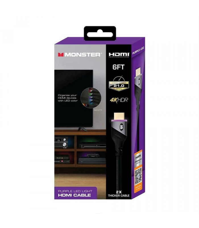 Monster 6ft LED Light HDMI Purple High Speed 4K