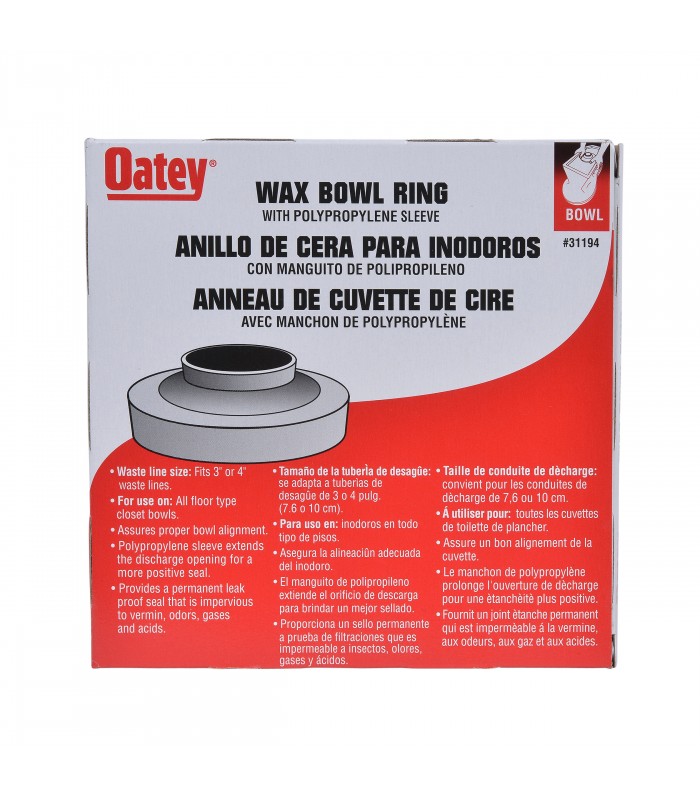 Oatey Wax bowl ring with sleeve