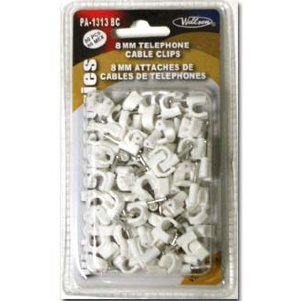 Wellson 8mm telephone cable clips white - 80pcs - PA-1313 BC