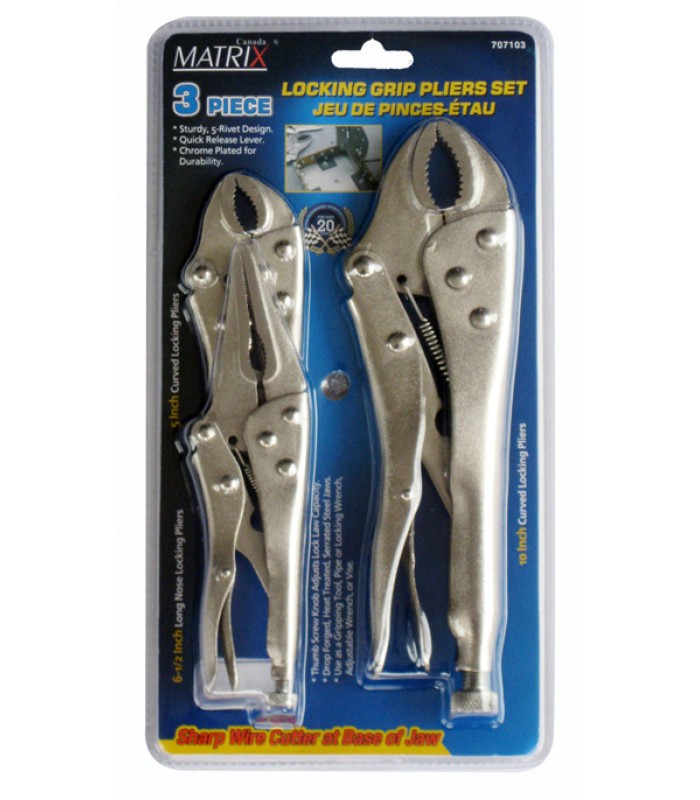 Pliers Set Jaw Locking 3/pk