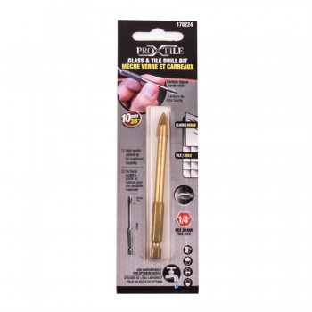 Pro-X-Tile Drill Bit Glass & Tile Cross 3/8 in x 90mm Carbide Tip 1/4 in. Shank