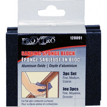 Éponge de ponçage moyenne grossière Fin (oxyde d'aluminium) de Pro-X-Tro - Paquet de 3