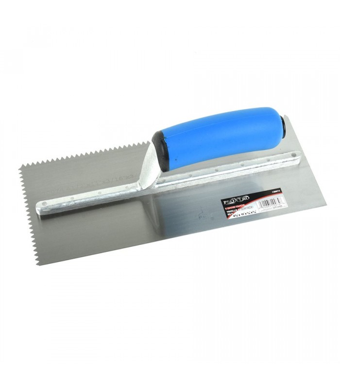 Pro-X-Tro Trowel Notched 11in x 4½in (3/16in V Notch) Blue Handle