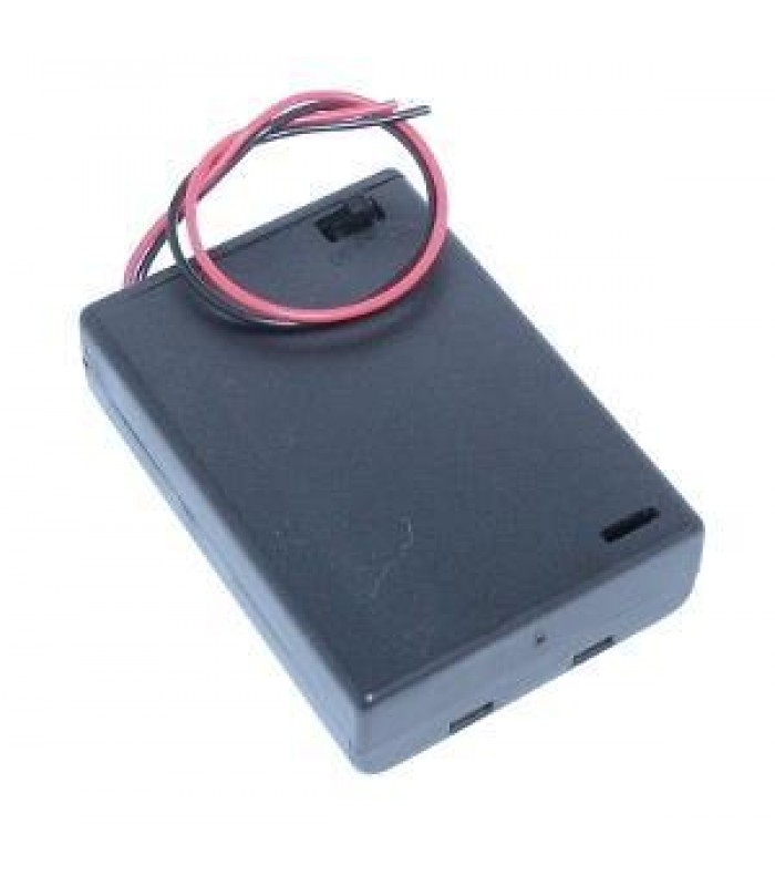 Global Tone Battery Holder Enclosed Box with Switch for 4x AA 6V