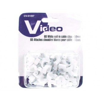 60 Attaches clouables blancs pour câble - 10mm