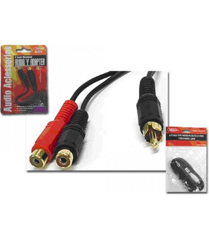 Adaptateur RCA Mâle à 2 RCA Femelle 6 po. de Wellson