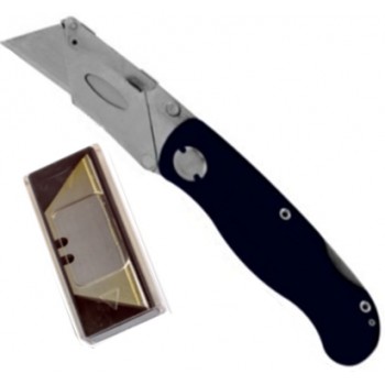 Folding lock back utility knife