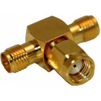 RP SMA male plug to 2 double RP SMA female T adapter