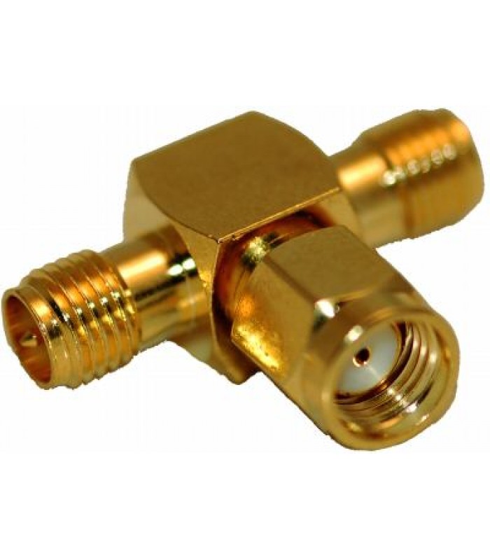 RP SMA male plug to 2 double RP SMA female T adapter