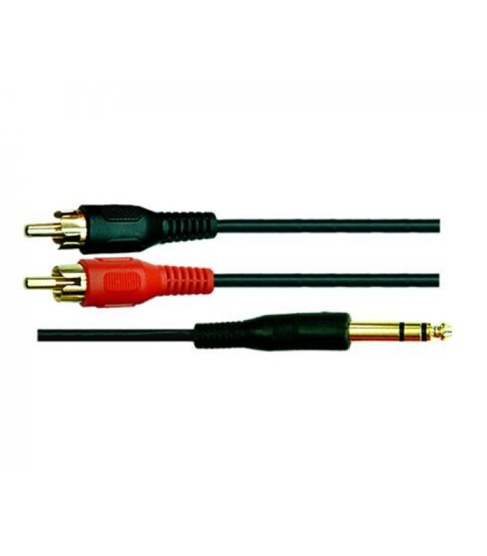 Global Tone Splitter 6.3mm Stereo Male to 2 RCA Male 6 in.