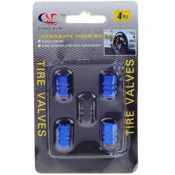 Car Tire Valve Caps - Blue (4-Piece Set)