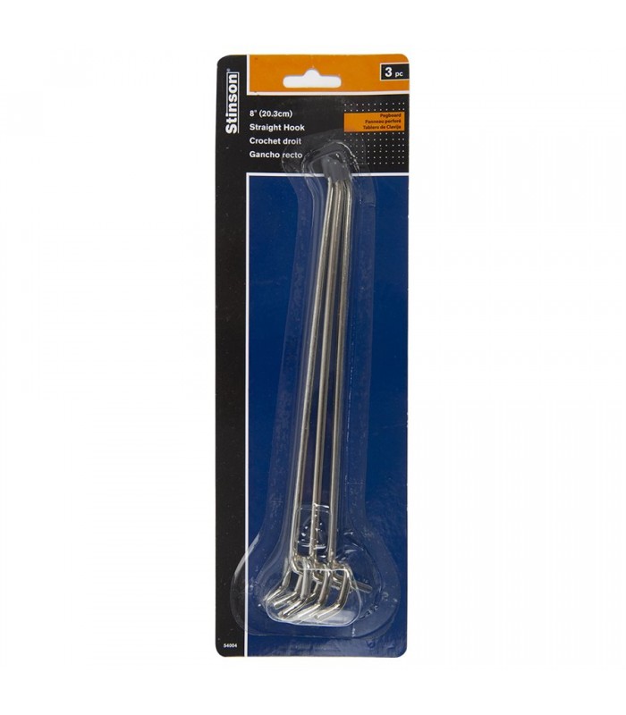 Stinson 3PC 8in Double Prong Pegboard Hook