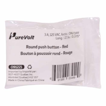 PureVolt Round Push Button switch ON/OFF - SPST - 2 pins - 125VAC - 3A - Red