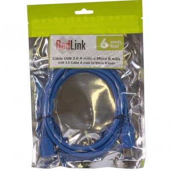 RedLink USB 3.0 Cable A Male To Micro B Male 1.8m - Blue