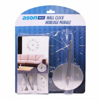 Ason Decor Decorative Wall Clock Roman Numerals - 600 x 600 mm - Silver