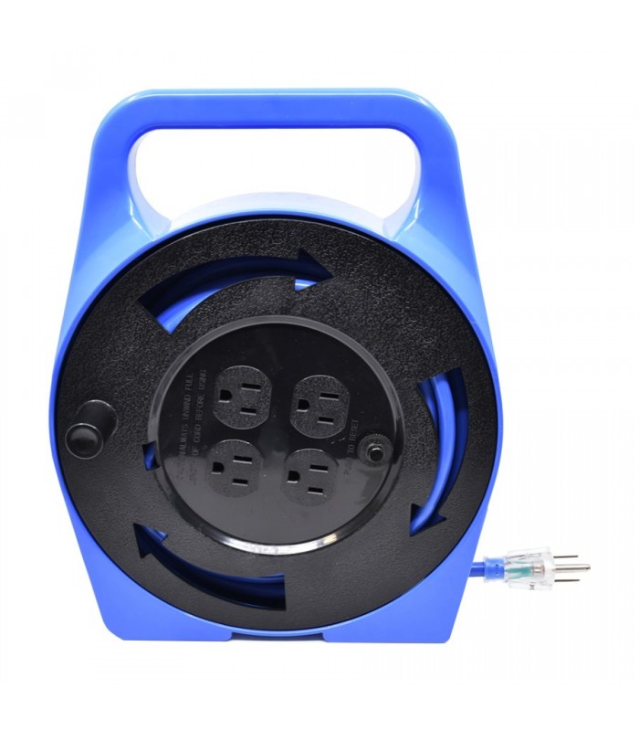 FlexiCord Cord Reel Cassette w/ 25ft SJT 16/3 cable 4 Grounded Outlets & 10A Circuit Breaker