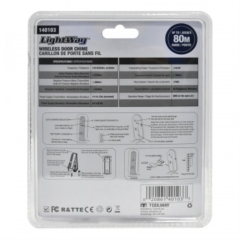 LightWay Door Chime With Wireless Remote Touch Button With LED and Waterproof Transmitter - Silver