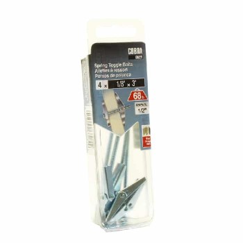 Cobra Anchors Spring Toggle Bolt 1/8" X 3" with Screw - Pack of 4