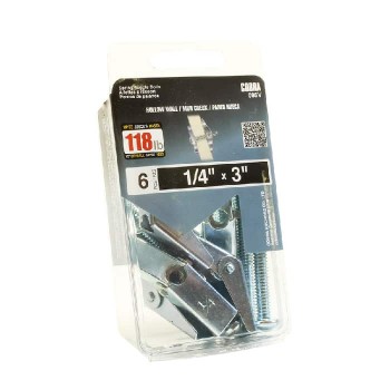 Cobra Anchors Spring Toggle Bolt 1/4 in X 3 in with Screws for Hollow Wall - Pack of 6