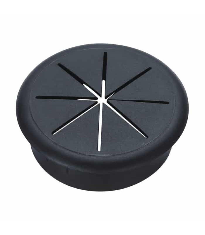 Passe-fil rond en plastique pour installation sur bureau - 2-3/8'' - Noir